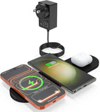 Wireless Charging Pad,Triple Wireless Charger Pad Multiple Devices Compatible with iPhone Phone New AirPods Galaxy Buds Ultra-Slim PU Leather