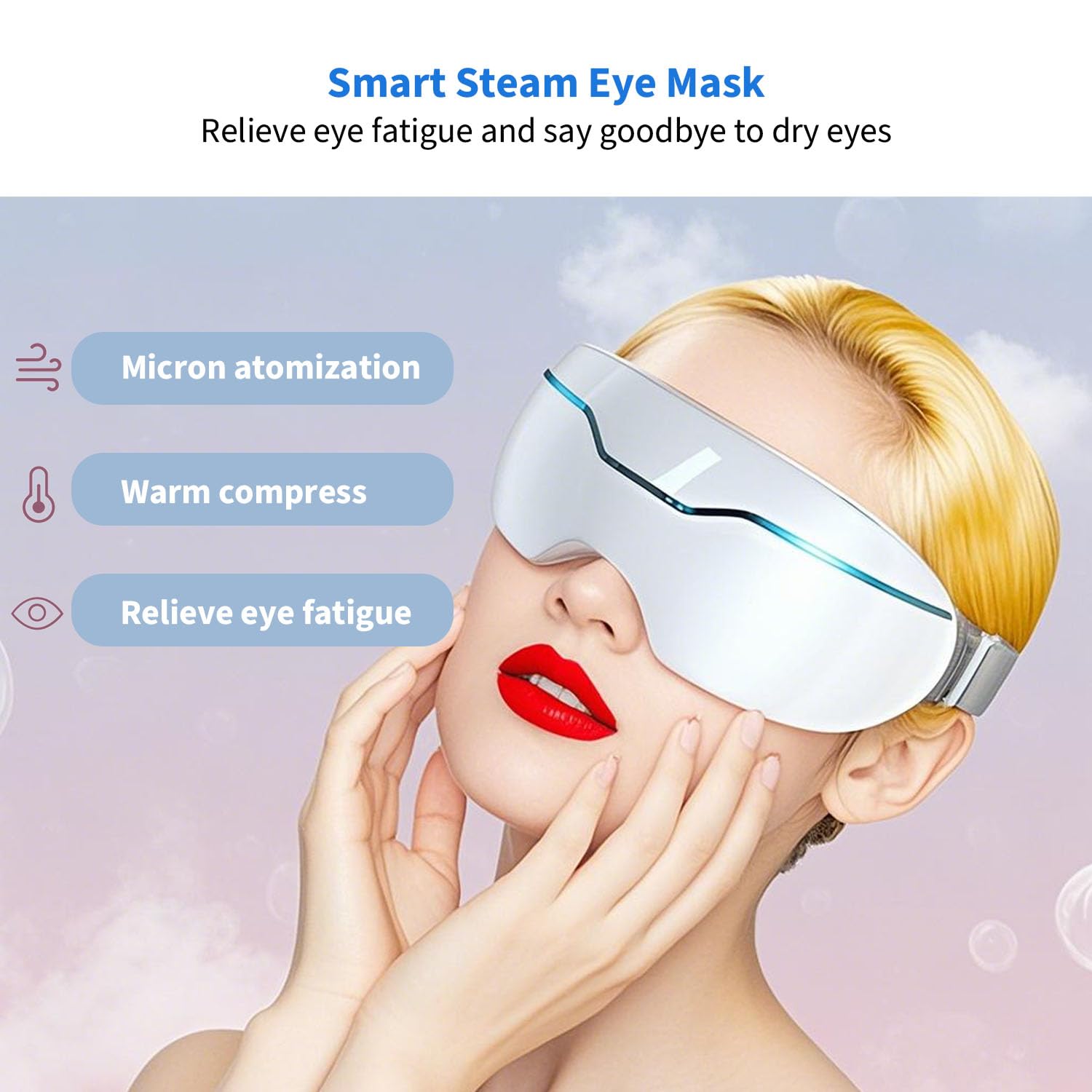 Eye Steamer for Dry Eye,Portable Warm Compress for Eyelid with 2 Levels Adjustable Steam，with Heated and Warm，Relieves Dry Eyes, Stye, and Puffiness