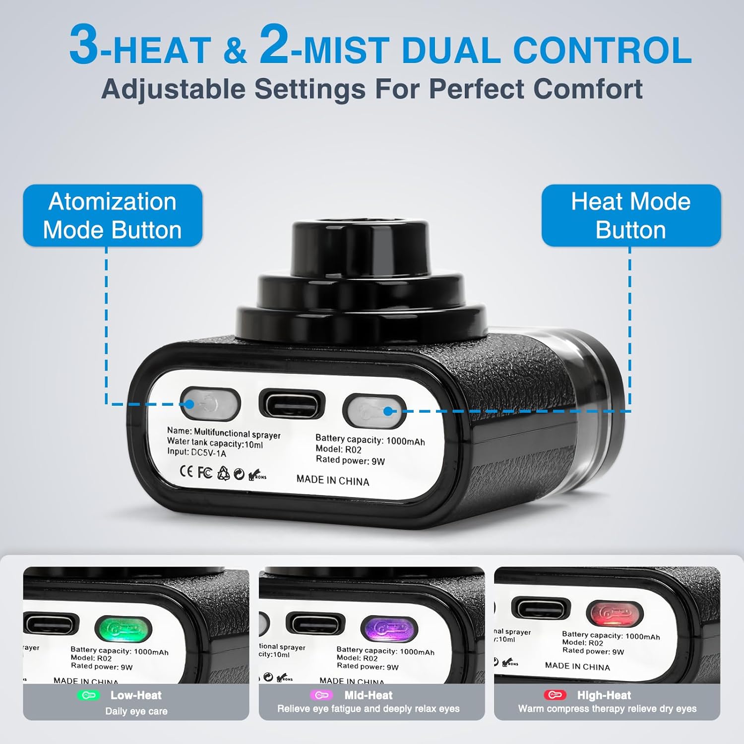 Eye Steamer for Dry Eyes Relief,Portable Electric Heated Steam Therapy Wand Machine with Moist Heat for Natural Tears Restore,Dry Eye Mist Sprayer