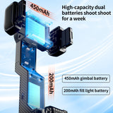 Smartphone Gimbal Stabilizer, 360° Rotation Single Axis Stabilizer with Light Remote Control for iPhone Andriod, 4 in 1 Selfie Stick Tripod for Vlog Live