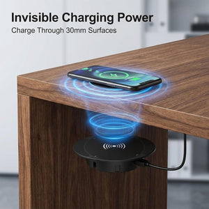Invisible Under Desk Wireless Charger, Ultra-Thin, 0-30mm, Invisible Wireless Charger Under Desk, Dual Use on or Under Table, Easy Installation, Compatible