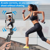 Smartphone Gimbal Stabilizer, 360° Rotation Single Axis Stabilizer with Light Remote Control for iPhone Andriod, 4 in 1 Selfie Stick Tripod for Vlog Live