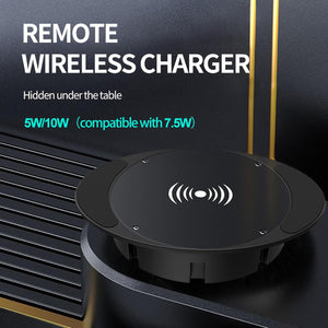 Invisible Wireless Charger Under Desk, 0-30mm Under Desk Wireless Charger, Dual Uses on or Hidden Under Table, Ultra-Thin Design, Suitable for Various Types